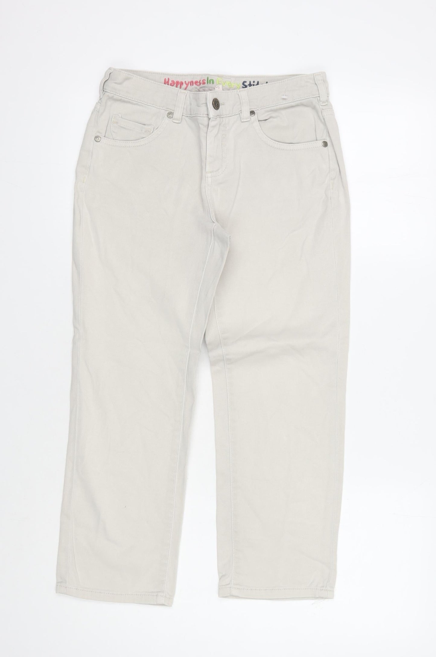 White Stuff Women's Beige Straight Trousers Size 8