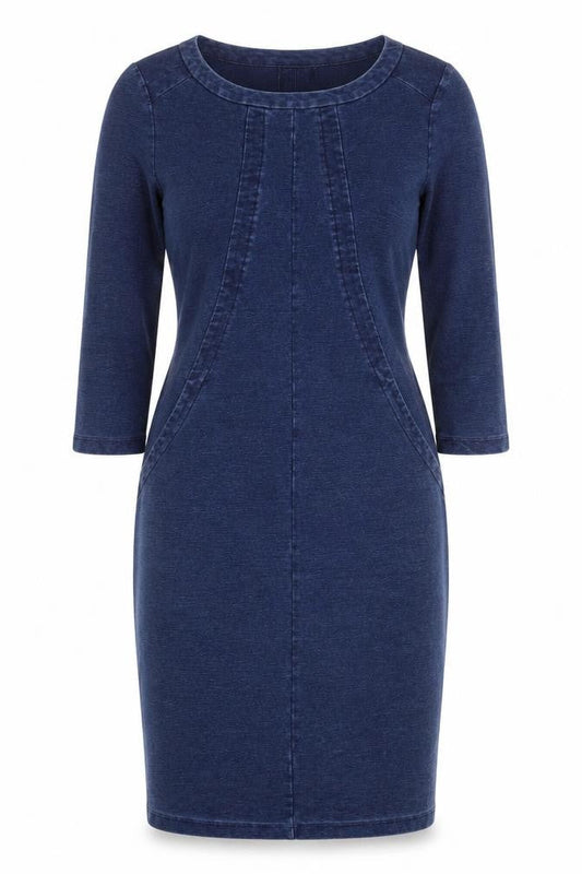 Front view of Boden Women's Blue Denim Dress - Size Unknown