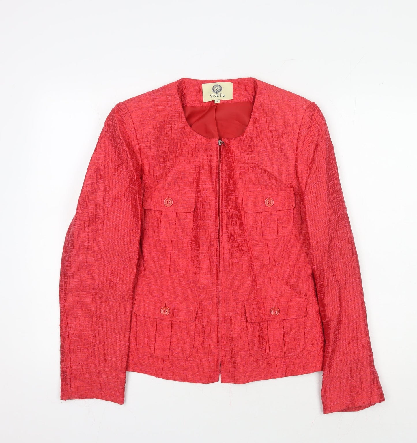 Viyella Women's Red Blazer Jacket Size 10 Bouclé
