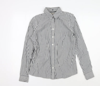 Banana Republic Women's Grey Striped Button-Up Shirt, Size 6