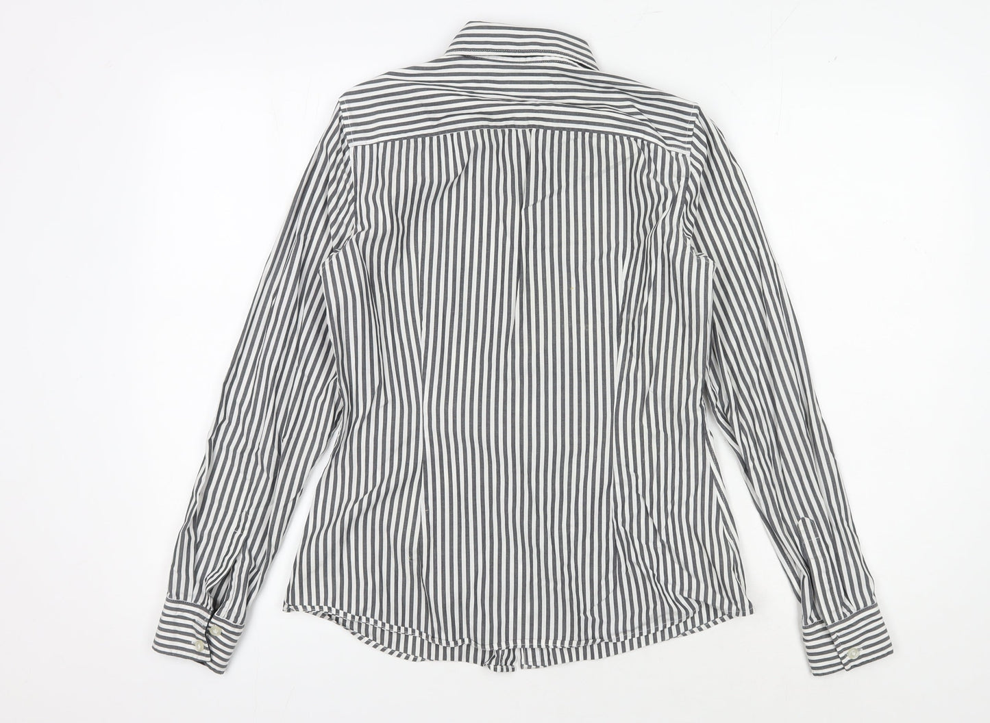 Banana Republic Women's Grey Striped Button-Up Shirt, Size 6