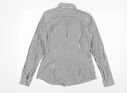 Banana Republic Women's Grey Striped Button-Up Shirt, Size 6