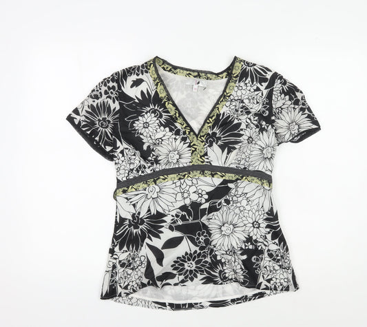 Jasper Conran Womens Black Floral Wrap Blouse Size 10