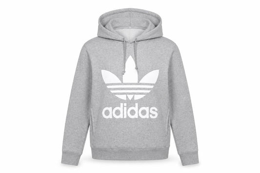 Front view of Adidas Women's Grey Pullover Hoodie, size 6