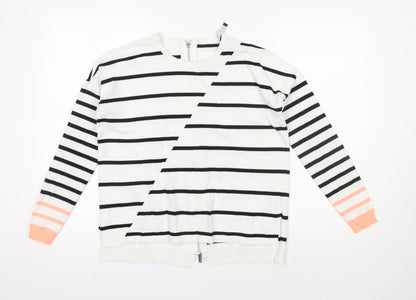 Karen Millen Women's White Striped Cardigan Size 2