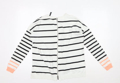 Karen Millen Women's White Striped Cardigan Size 2