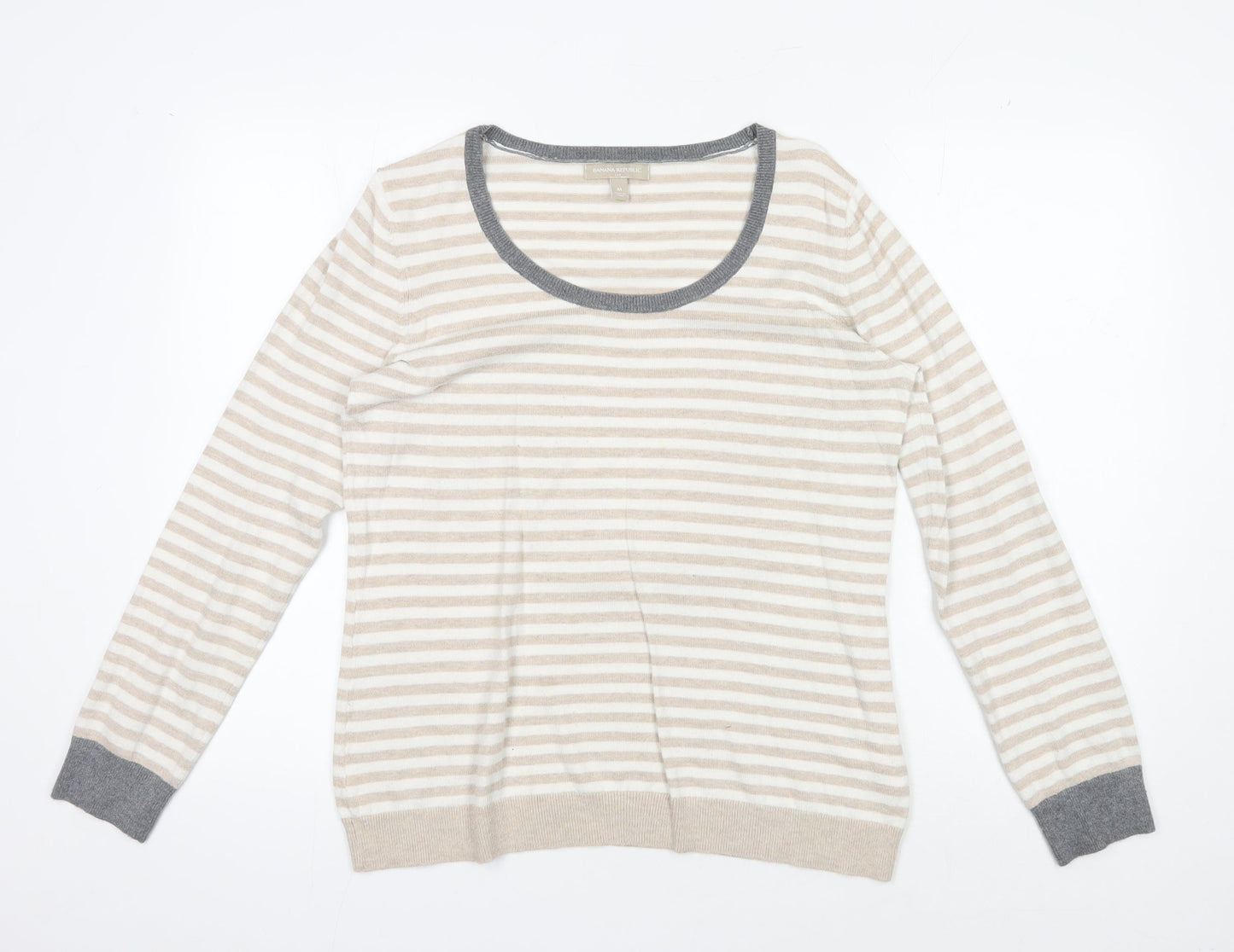 Banana Republic Women's Beige Striped Pullover Jumper M