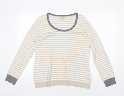 Banana Republic Women's Beige Striped Pullover Jumper M