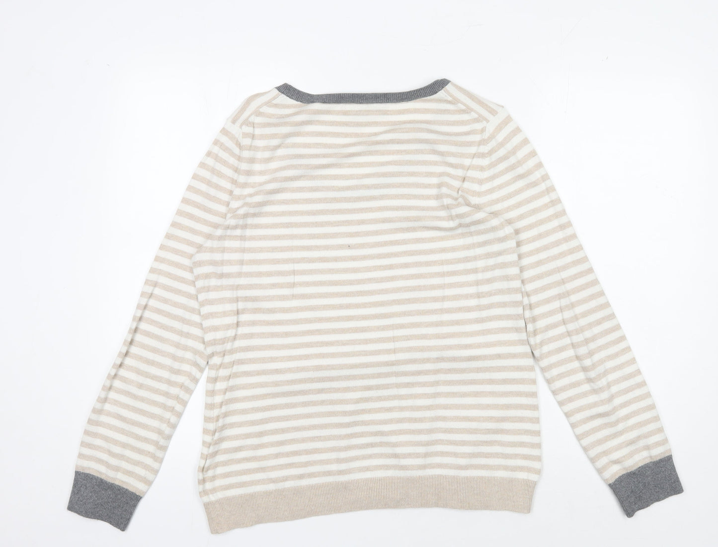 Banana Republic Women's Beige Striped Pullover Jumper M