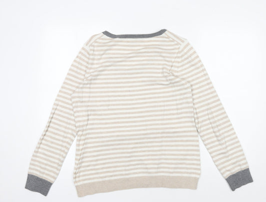 Banana Republic Women's Beige Striped Pullover Jumper M