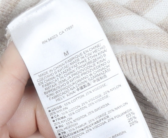 Banana Republic Women's Beige Striped Pullover Jumper M