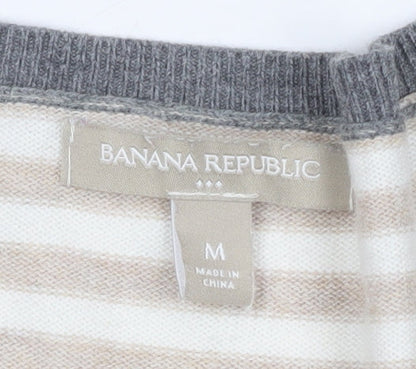 Banana Republic Women's Beige Striped Pullover Jumper M