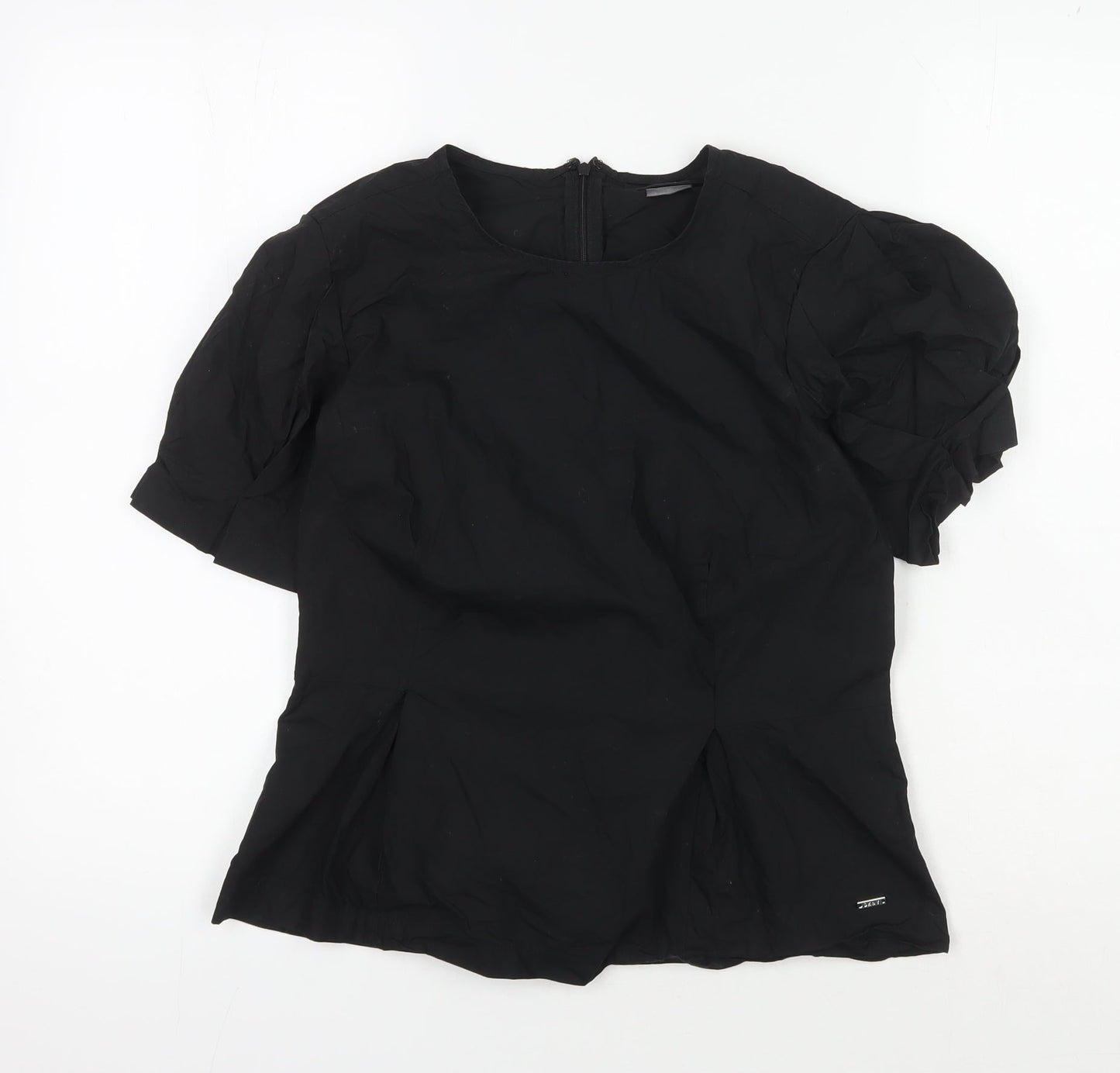 DKNY Women's Black XS Puff Sleeve Blouse