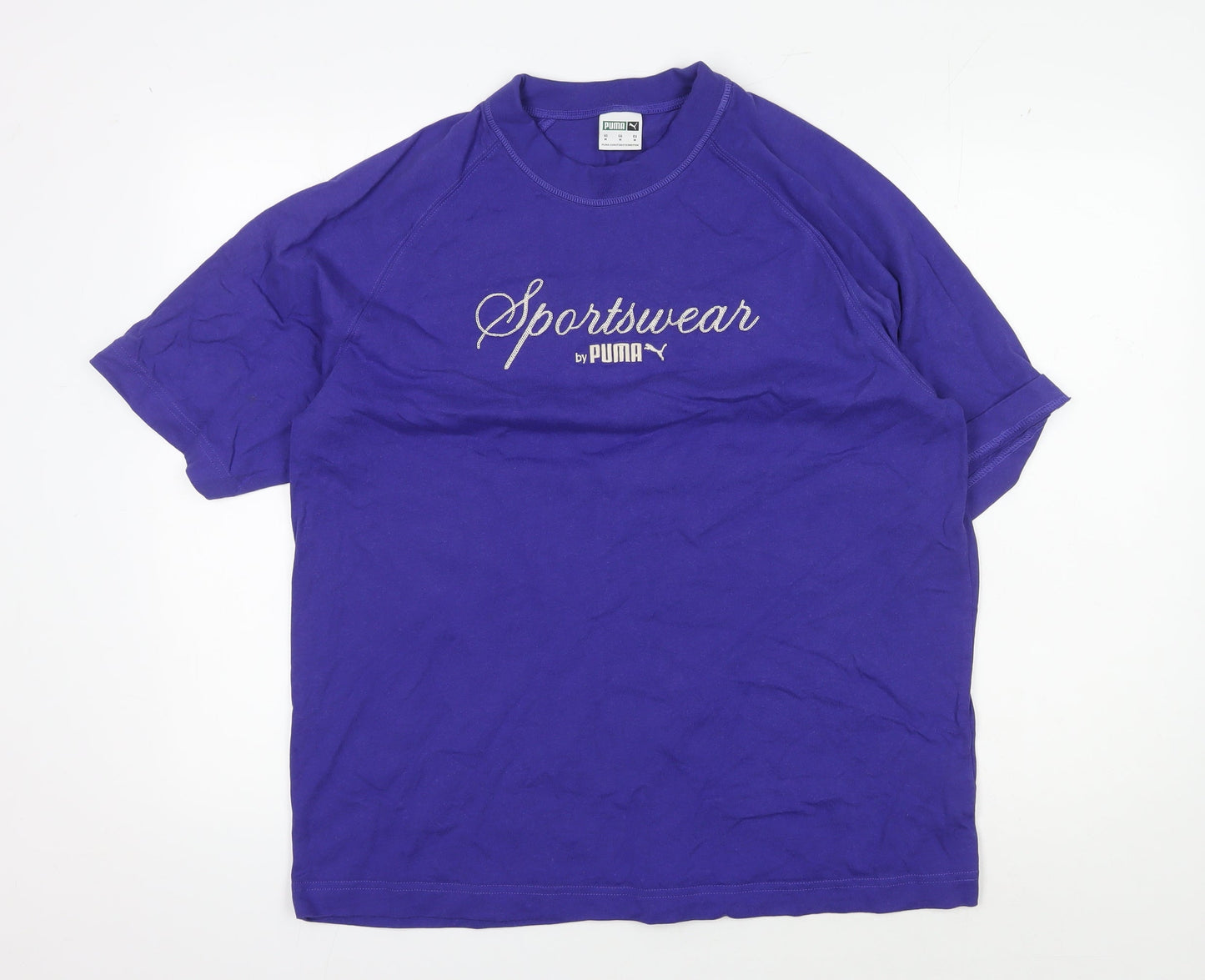 Puma Men's Purple Crew Neck Logo T-Shirt Medium