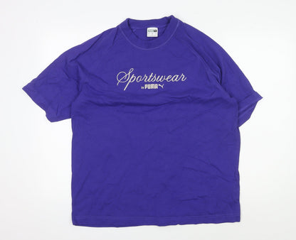 Puma Men's Purple Crew Neck Logo T-Shirt Medium