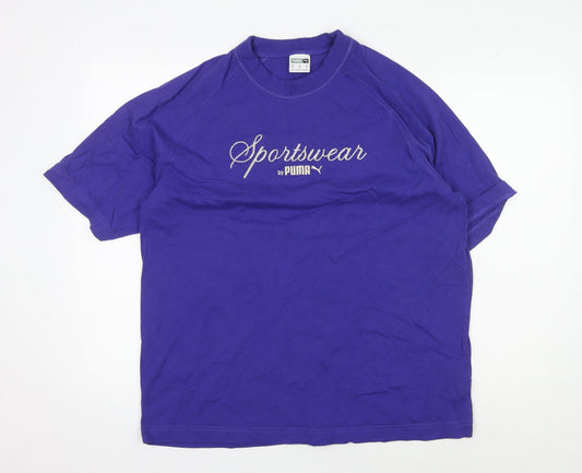 Puma Men's Purple Crew Neck Logo T-Shirt Medium