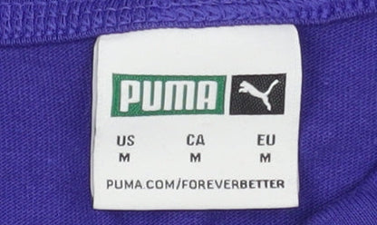 Puma Men's Purple Crew Neck Logo T-Shirt Medium