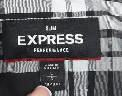 Express Men's Plaid Slim Fit Long Sleeve Shirt L