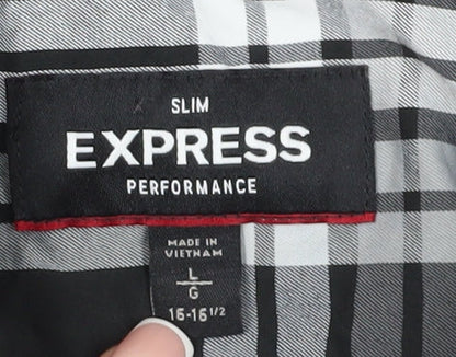 Express Men's Plaid Slim Fit Long Sleeve Shirt L
