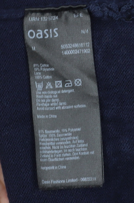 Oasis Women's Blue A-Line Dress M V-Neck Long Sleeve