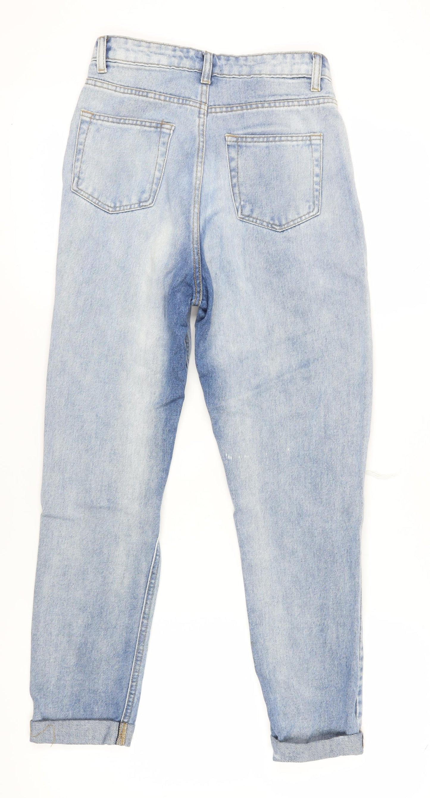 Boohoo Women's Light Blue Distressed Mom Jeans Size 6