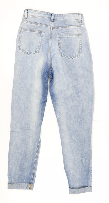 Boohoo Women's Light Blue Distressed Mom Jeans Size 6