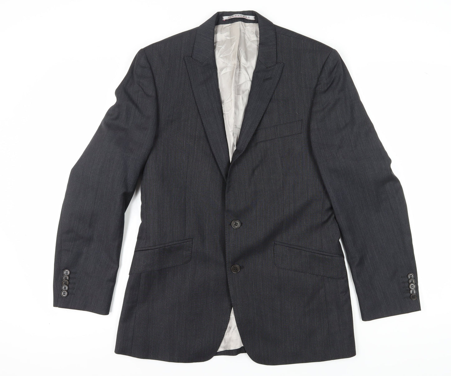 Alexandre Men's Grey Wool Suit Jacket 38R Regular Formal