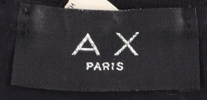 AX Paris Black T-Shirt, Unisex, Size S, Crew Neck