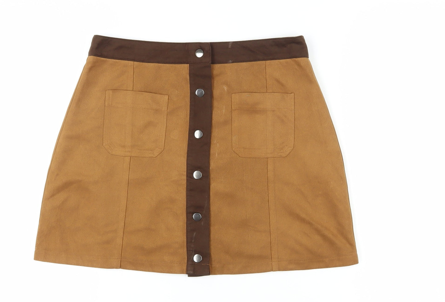 Boohoo Women's Brown A-Line Short Skirt - Size 12
