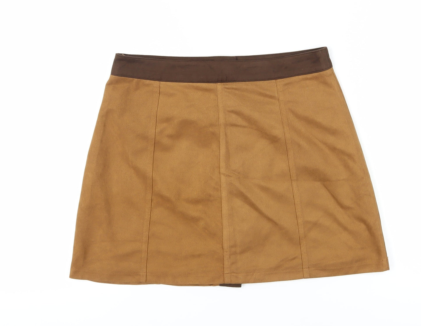 Boohoo Women's Brown A-Line Short Skirt - Size 12
