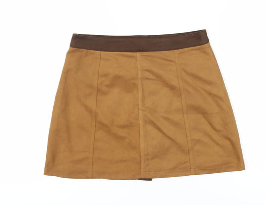 Boohoo Women's Brown A-Line Short Skirt - Size 12
