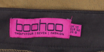 Boohoo Women's Brown A-Line Short Skirt - Size 12