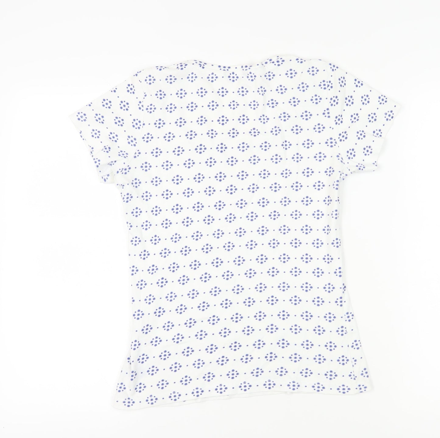 M&Co Women's White Geometric T-Shirt Size 12