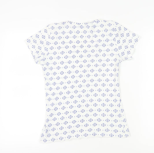 M&Co Women's White Geometric T-Shirt Size 12
