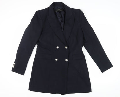 Zara Women's Blue Blazer, Regular Fit, Size 12