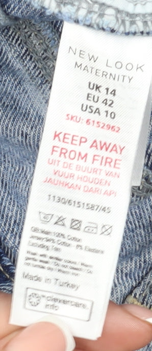 New Look Maternity Cut-Off Shorts, Blue, Size 14