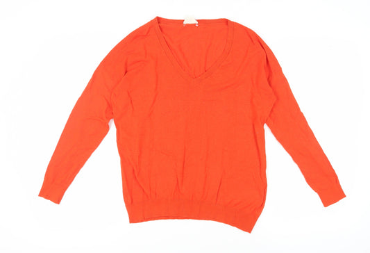 Hush Women's Orange V-Neck Pullover Jumper XS
