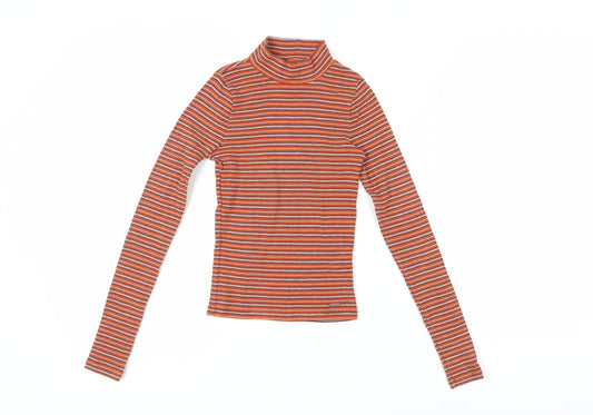 Womens UK Size XS Hollister Orange Jersey T-Shirt