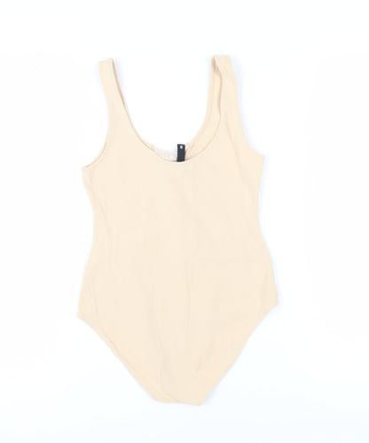 H&M Women’s Beige Bodysuit, Size S, Stretchy Jersey