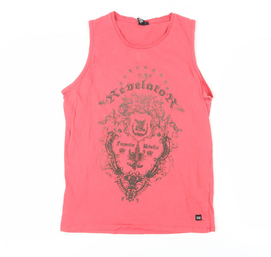 Jack & Jones Pink Sleeveless Graphic T-Shirt - Men's M