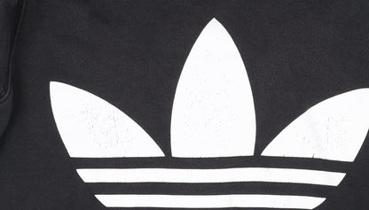 Adidas Unisex Black Pullover Hoodie, Size 12, Sporty Logo