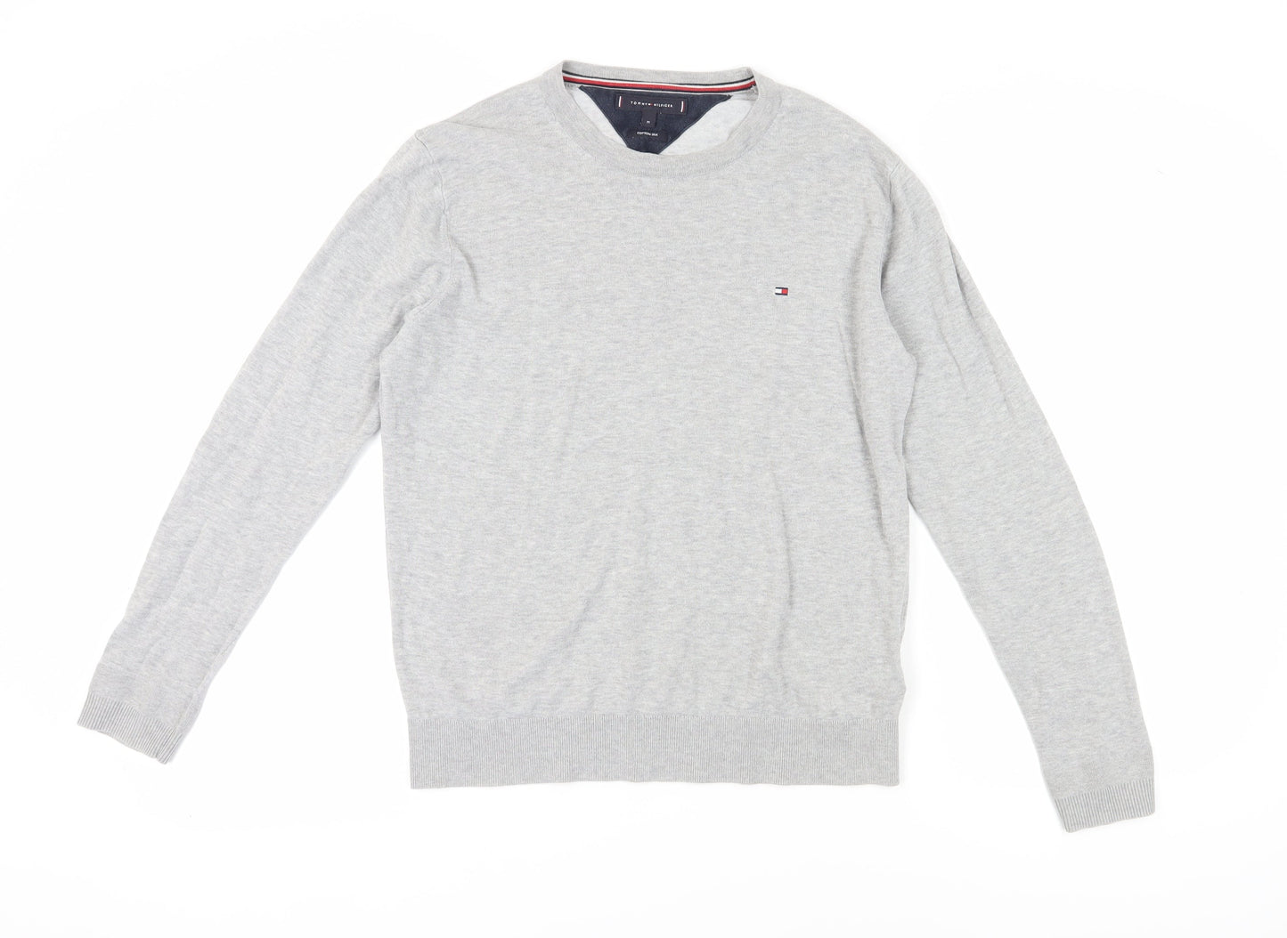 Tommy Hilfiger Men's Grey Pullover Jumper, M, Cotton Blend