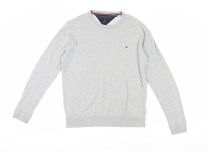 Tommy Hilfiger Men's Grey Pullover Jumper, M, Cotton Blend