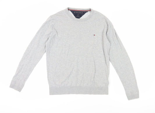 Tommy Hilfiger Men's Grey Pullover Jumper, M, Cotton Blend