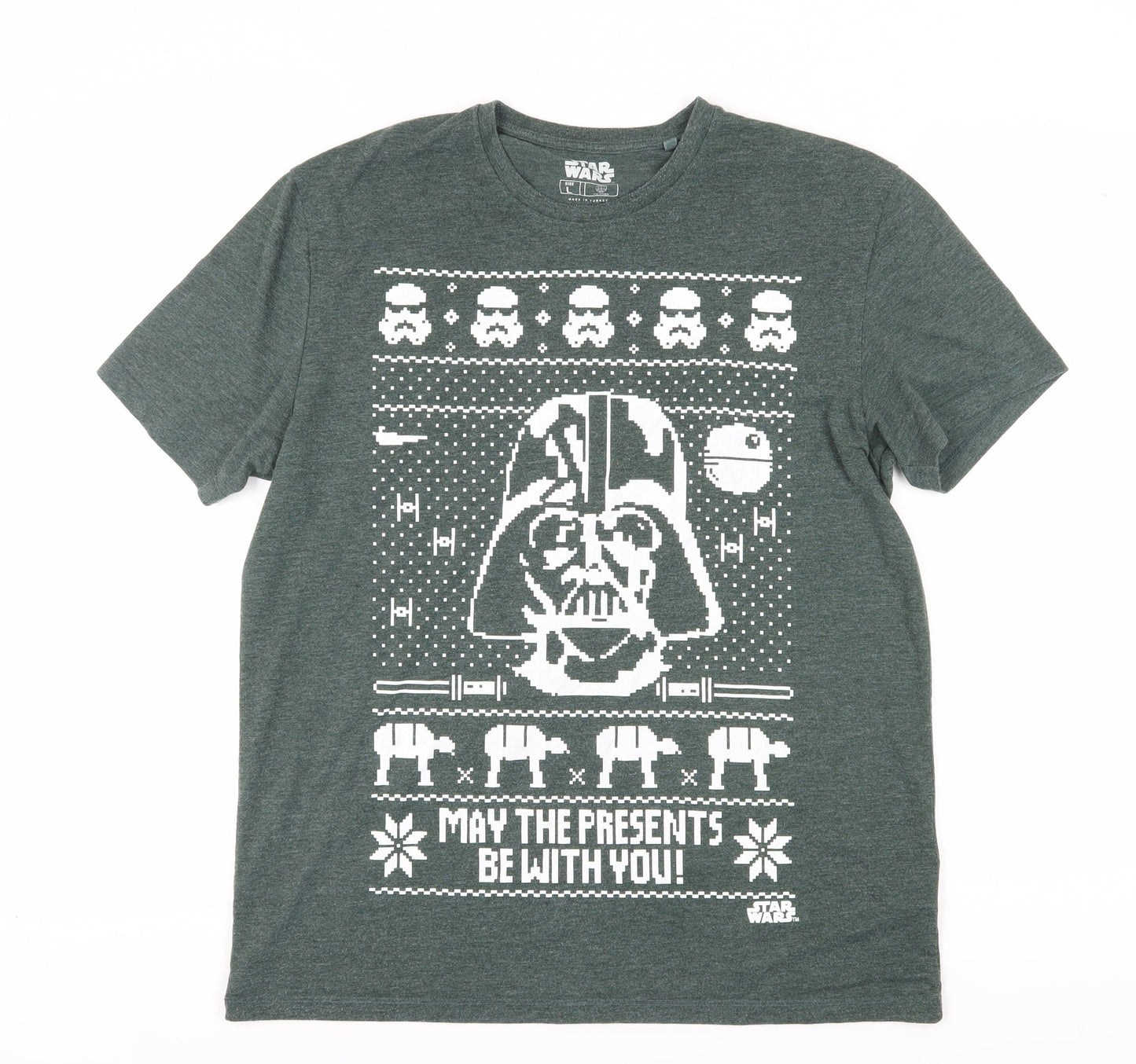 Star Wars Men’s Green L Christmas Darth Vader T-Shirt