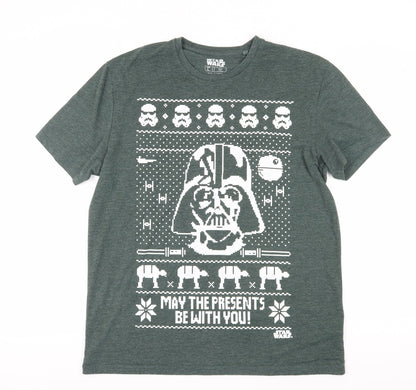 Star Wars Men’s Green L Christmas Darth Vader T-Shirt