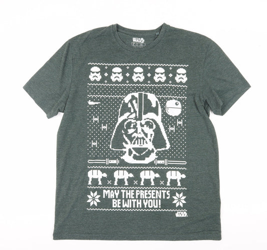 Star Wars Men’s Green L Christmas Darth Vader T-Shirt