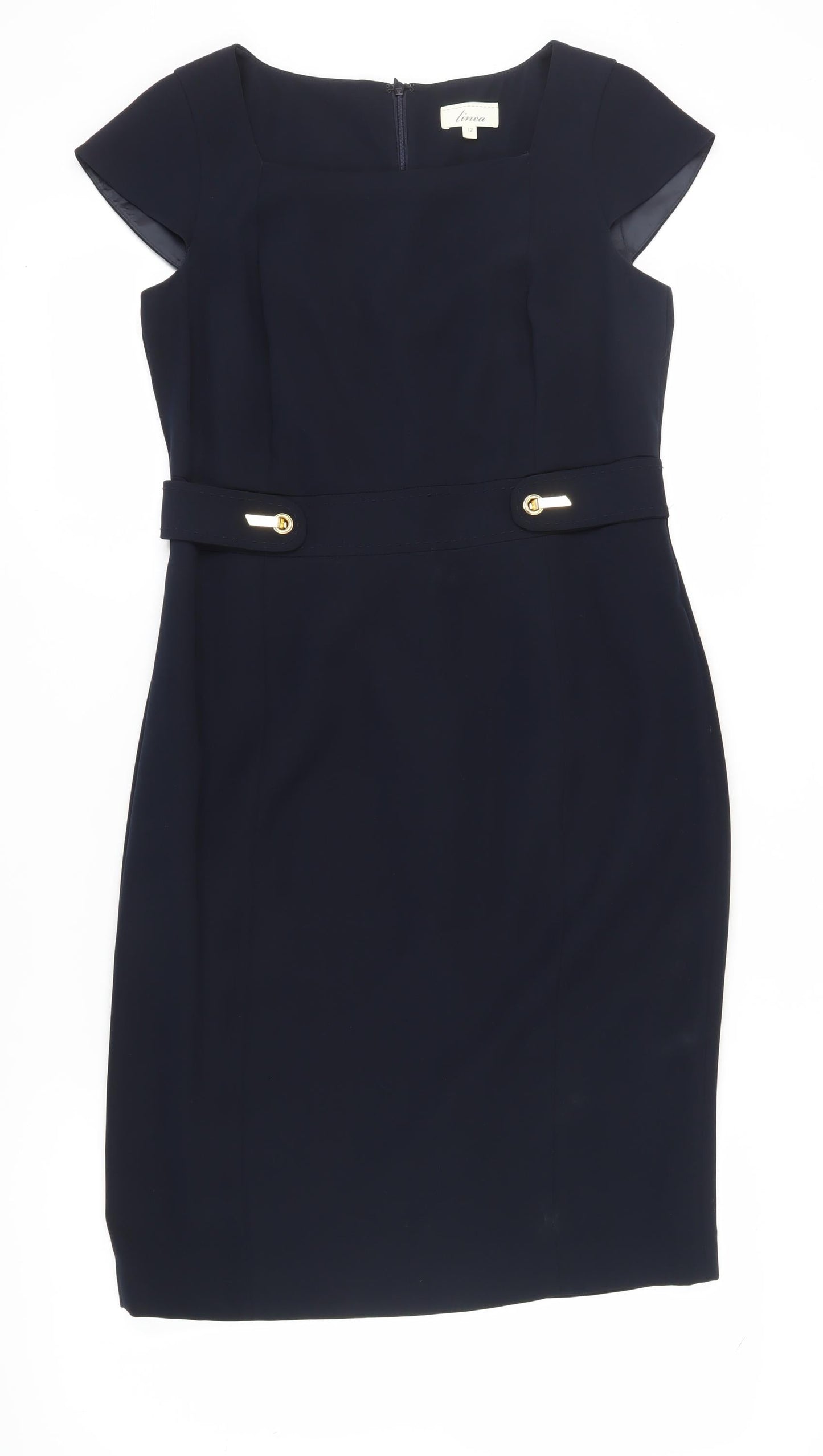 Linea Women's Black Sheath Dress, Size 12, Classic Style