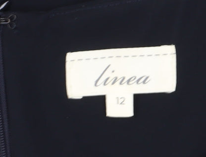 Linea Women's Black Sheath Dress, Size 12, Classic Style