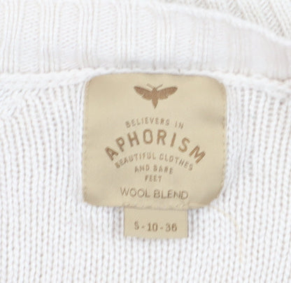 Aphorism Women's White Pullover Jumper Size S